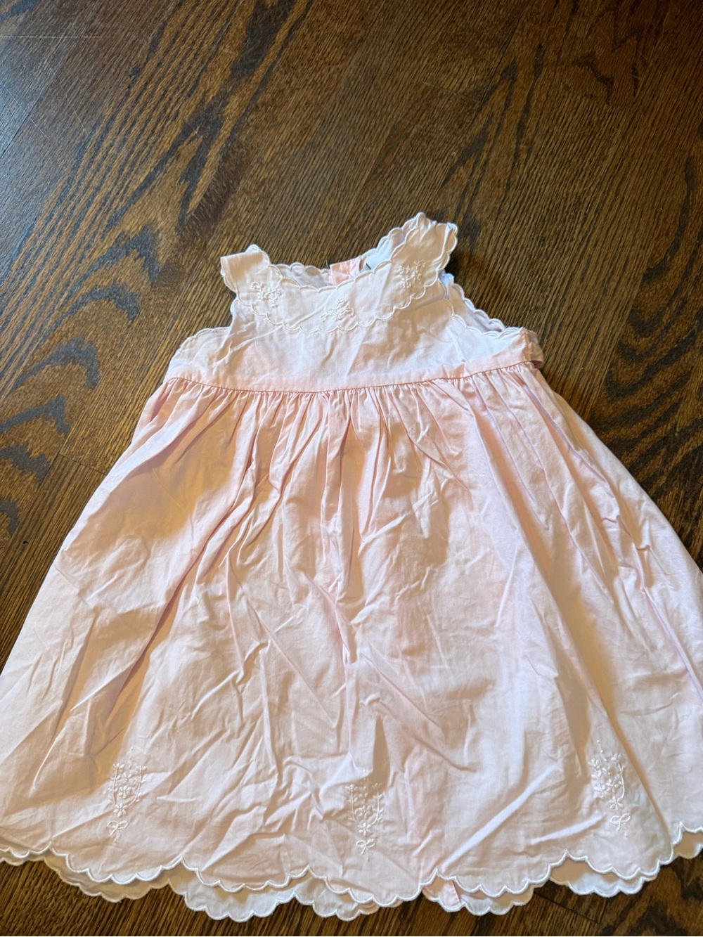 Classic Pink Scallop-Trim Girls' Dress